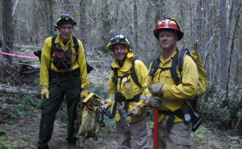 Fire fighters in the woods