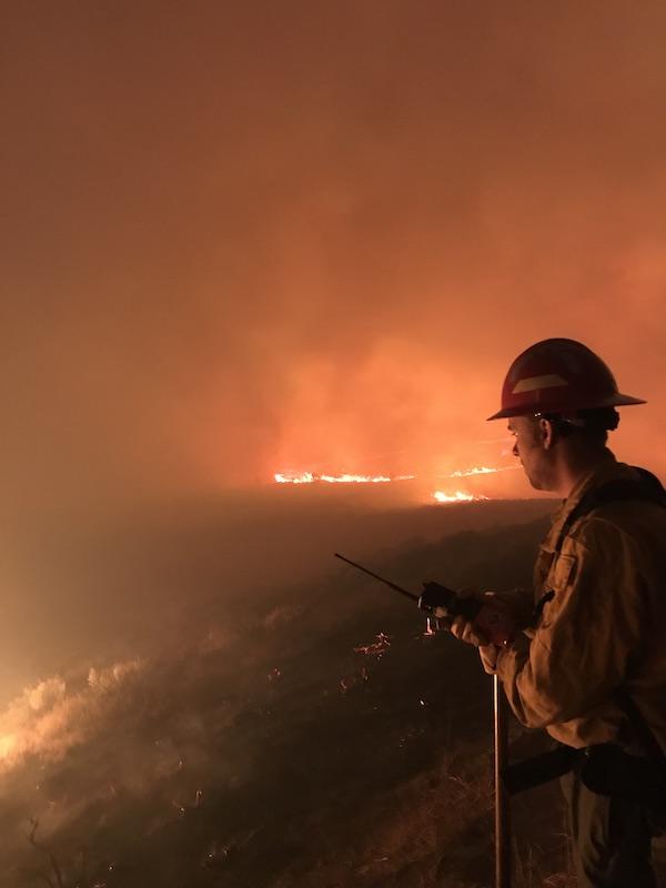 Lt Aaron Smith on night shift during the East Troublesome Fire